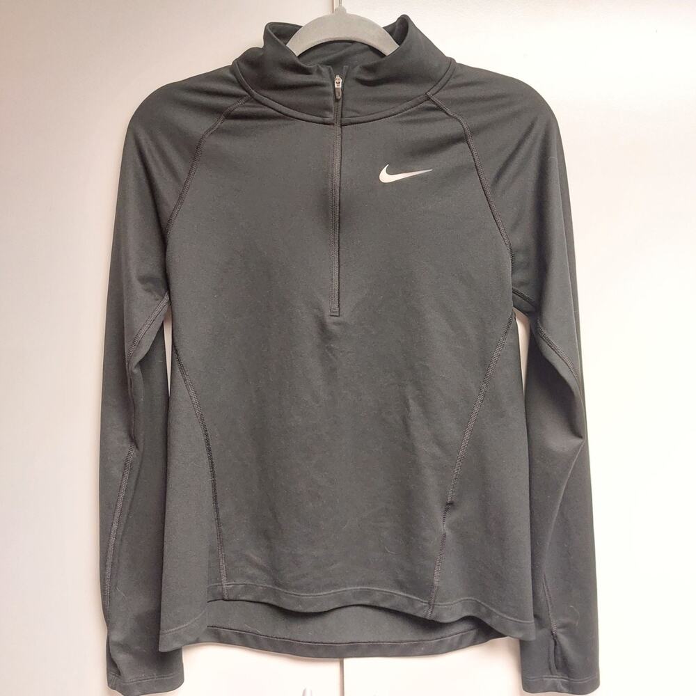 Nike Running Women's Small Pull Over 1/2 Zipper  Dri-Fit Black Long Sleeve Top